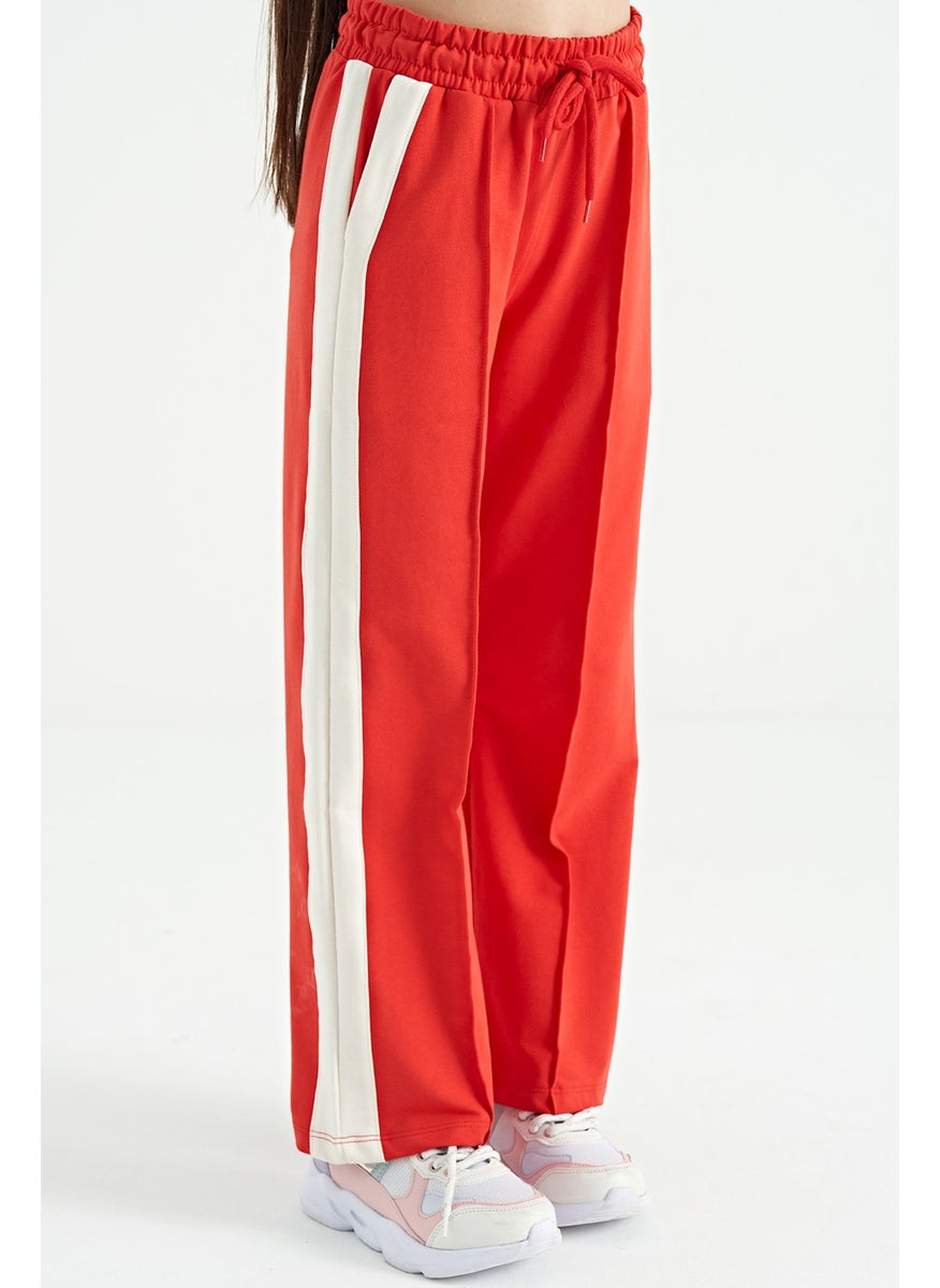 Fiesta Side Band Detailed Lace-Up Comfortable Wide Leg Girls Tracksuit Bottom - 75119