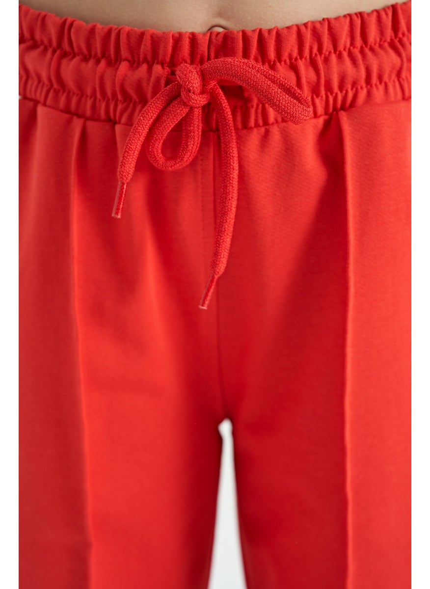 Fiesta Side Band Detailed Lace-Up Comfortable Wide Leg Girls Tracksuit Bottom - 75119