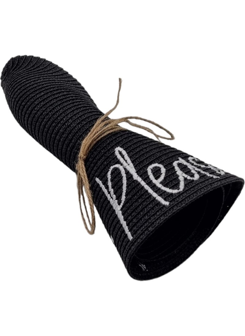Women's Beach Please Embroidered Straw Hat