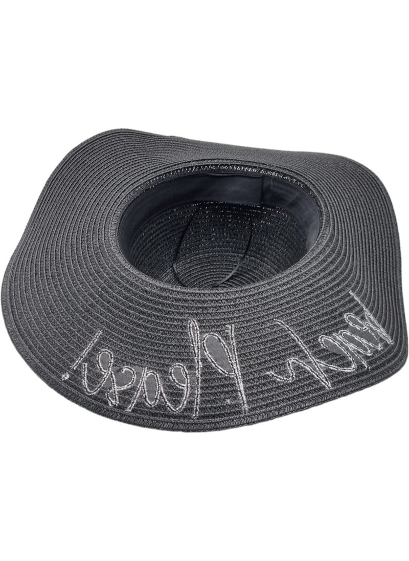 Women's Beach Please Embroidered Straw Hat