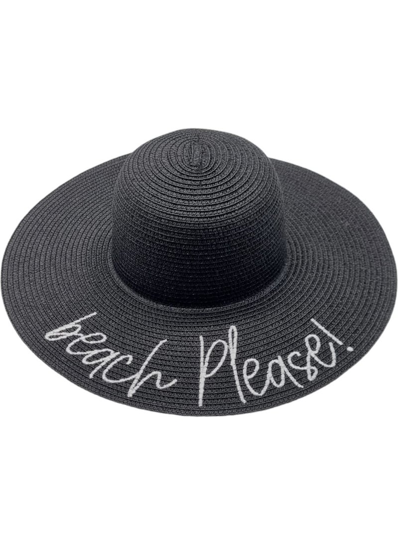 Women's Beach Please Embroidered Straw Hat