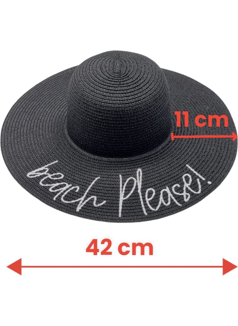 Women's Beach Please Embroidered Straw Hat
