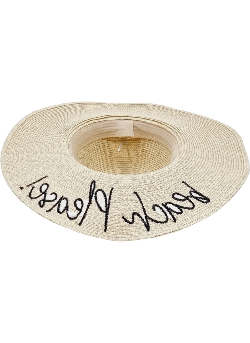 Women's Beach Please Embroidered Straw Hat