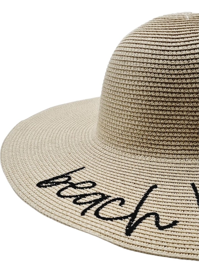 Women's Beach Please Embroidered Straw Hat