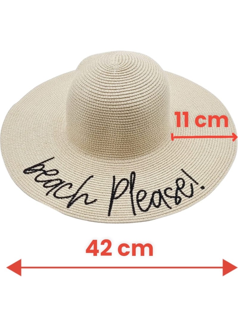 Women's Beach Please Embroidered Straw Hat