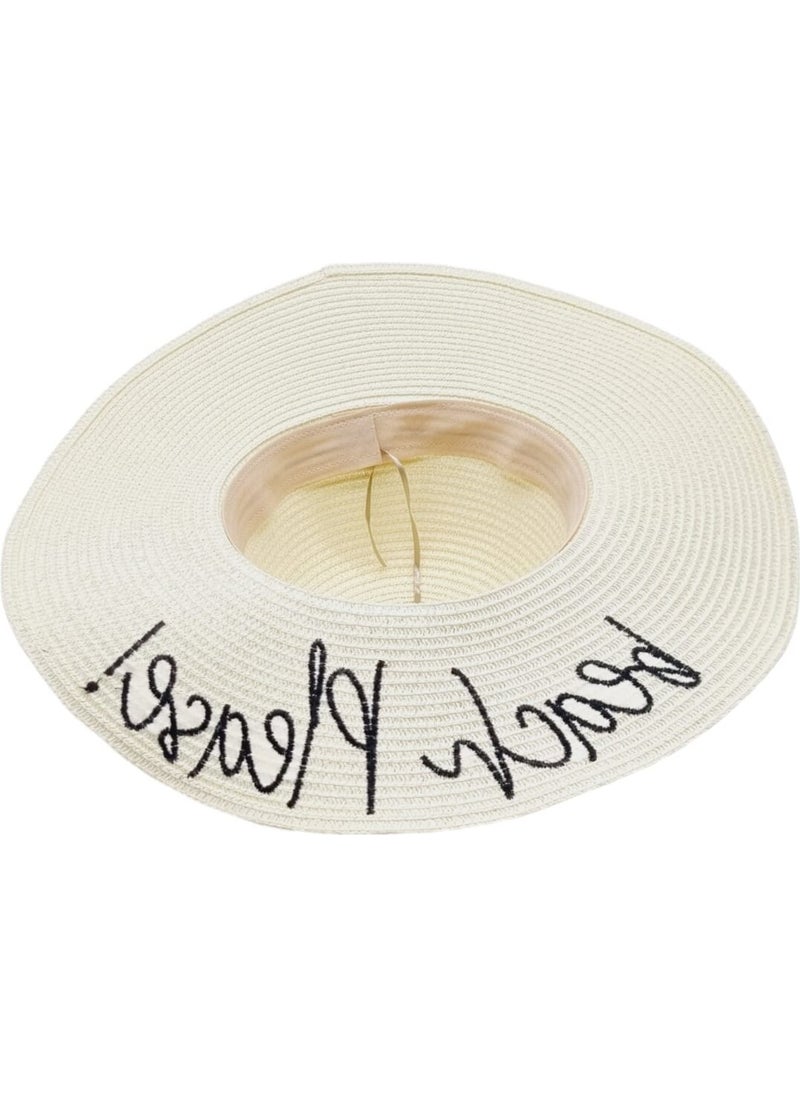 Women's Beach Please Embroidered Straw Hat