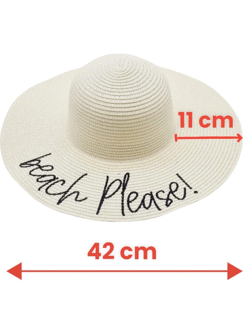 Women's Beach Please Embroidered Straw Hat
