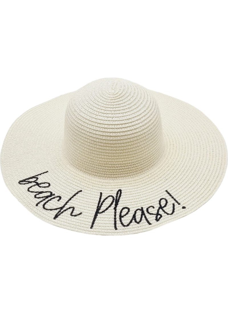 Women's Beach Please Embroidered Straw Hat