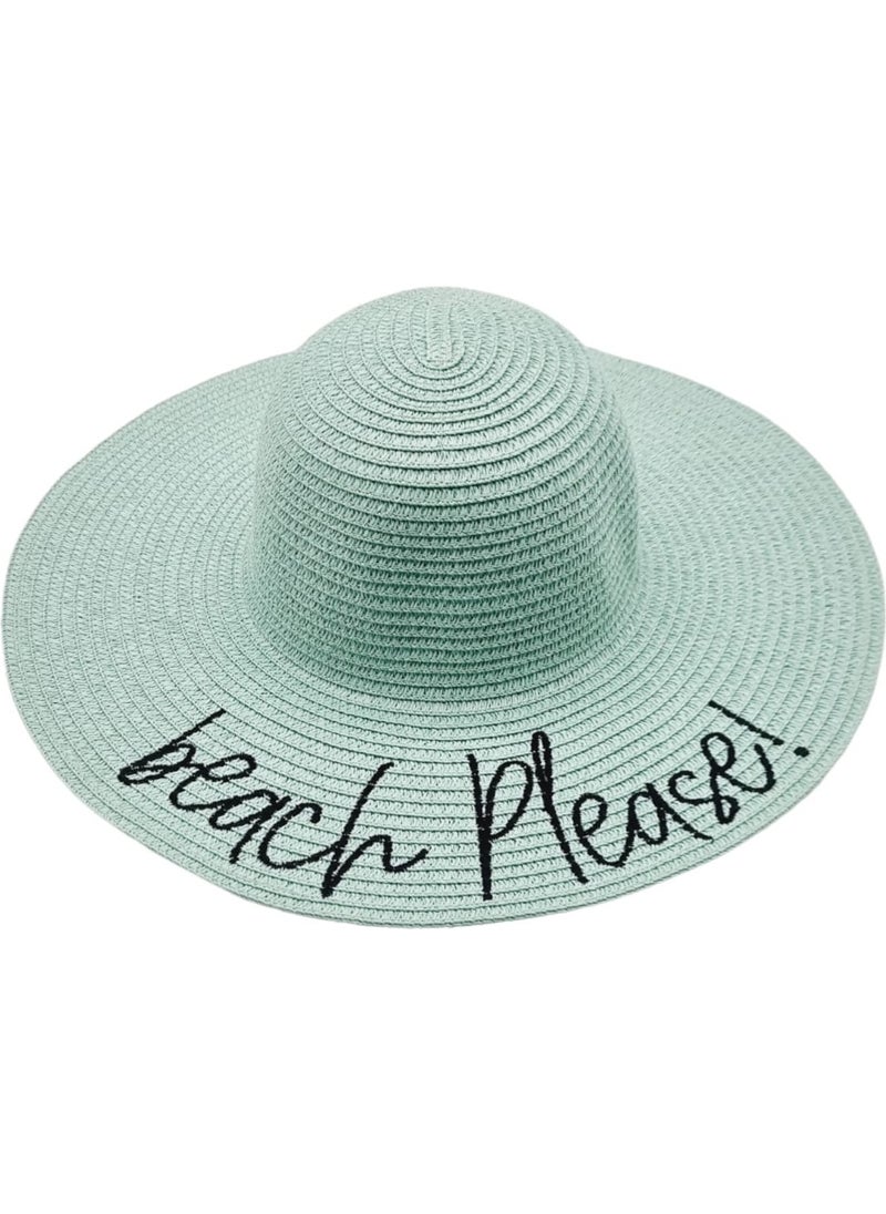 Women's Beach Please Embroidered Straw Hat