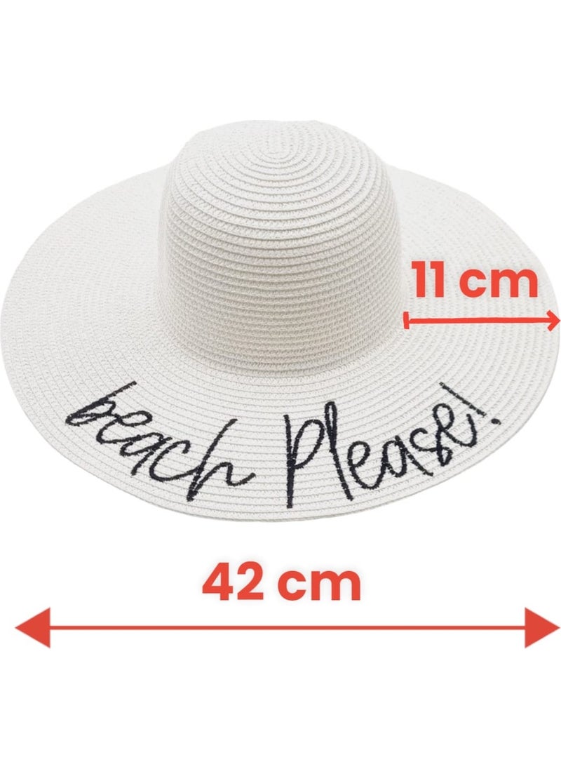 Women's Beach Please Embroidered Straw Hat