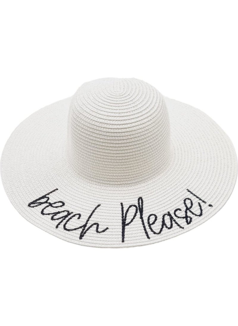 Women's Beach Please Embroidered Straw Hat