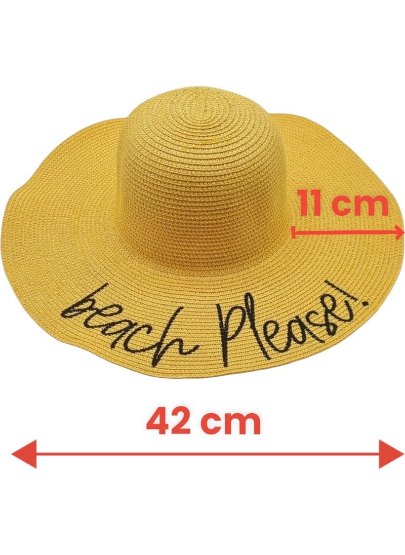 Women's Beach Please Embroidered Straw Hat