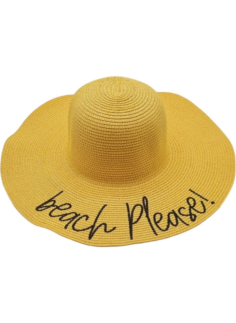 Women's Beach Please Embroidered Straw Hat