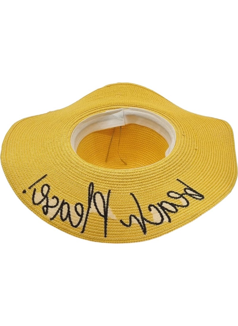 Women's Beach Please Embroidered Straw Hat