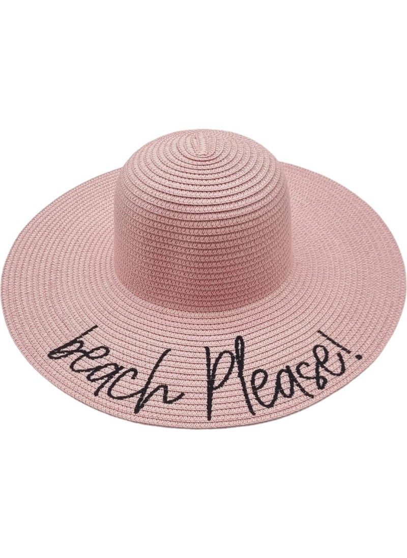 Women's Beach Please Embroidered Straw Hat