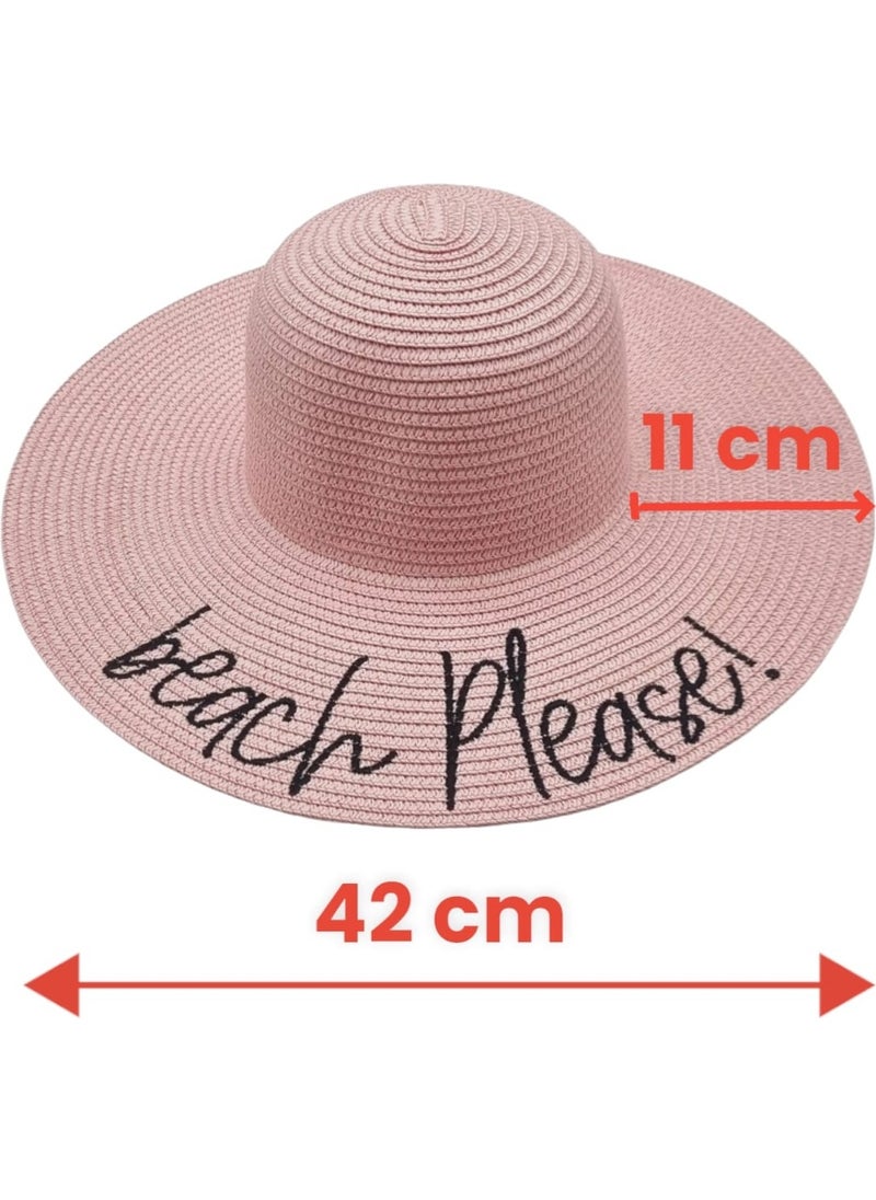 Women's Beach Please Embroidered Straw Hat