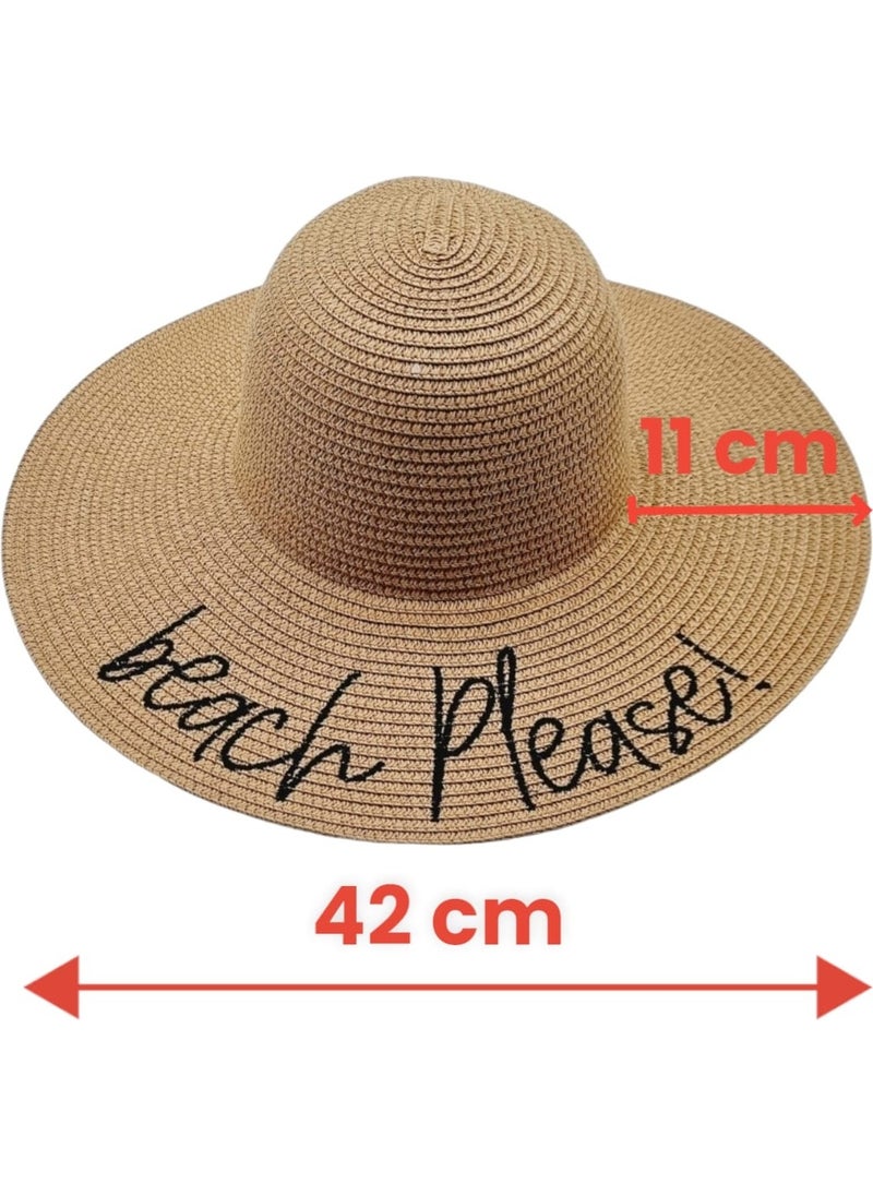 Women's Beach Please Embroidered Straw Hat