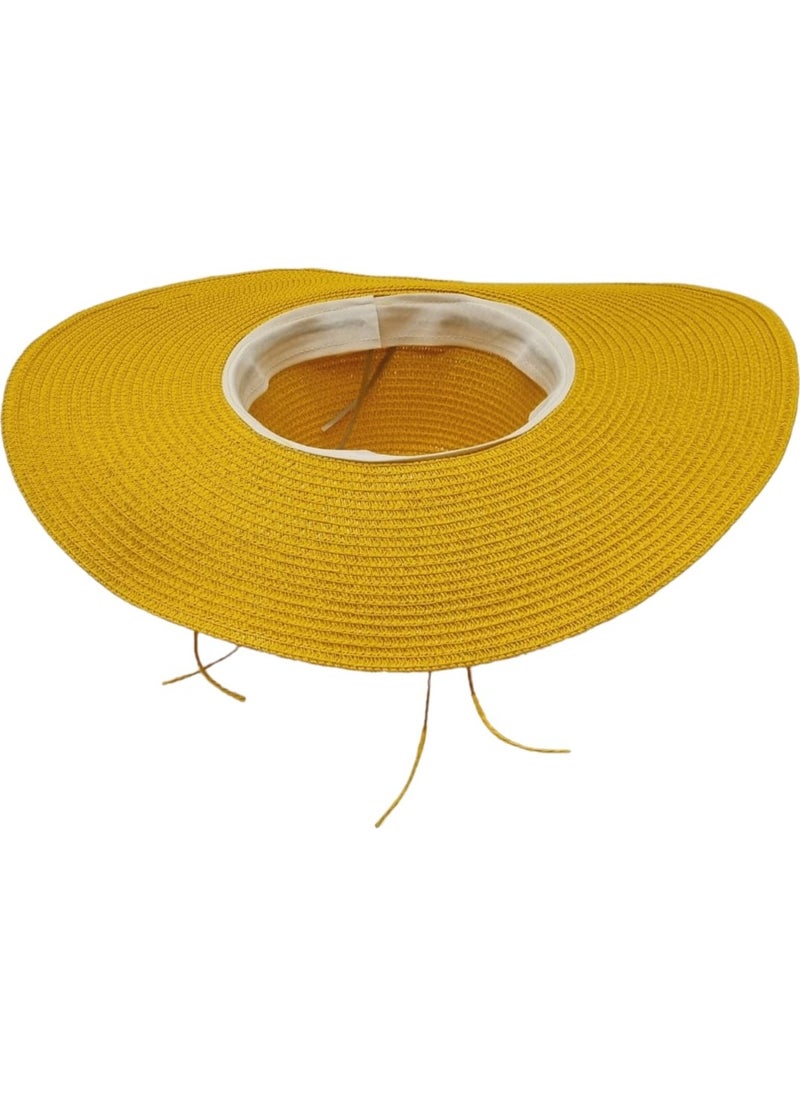 Women's Wide Brim Summer Straw Hat with Starfish Detail