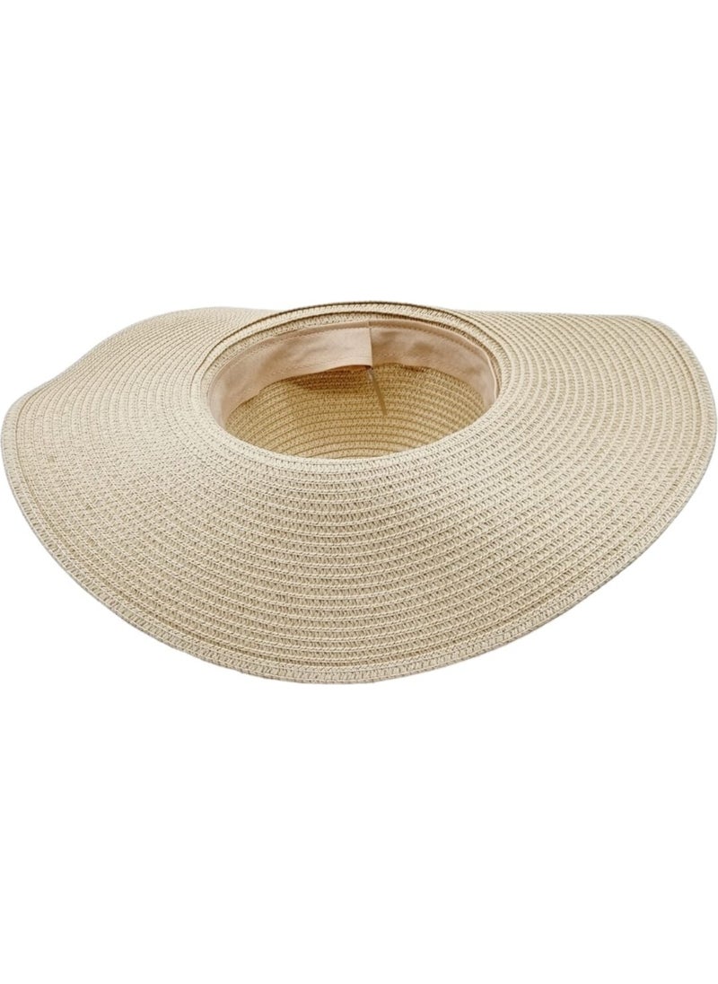 Women's Wide Brim Summer Straw Hat with Starfish Detail