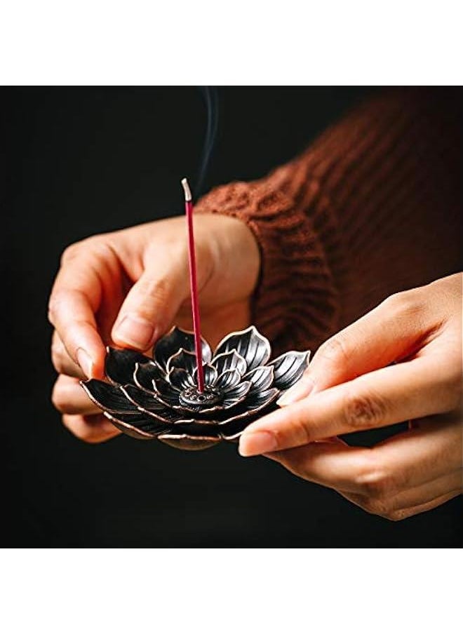 2 Pack Incense Burner, Incense Holder for Sticks, Brass Lotus Incense Stick Holder