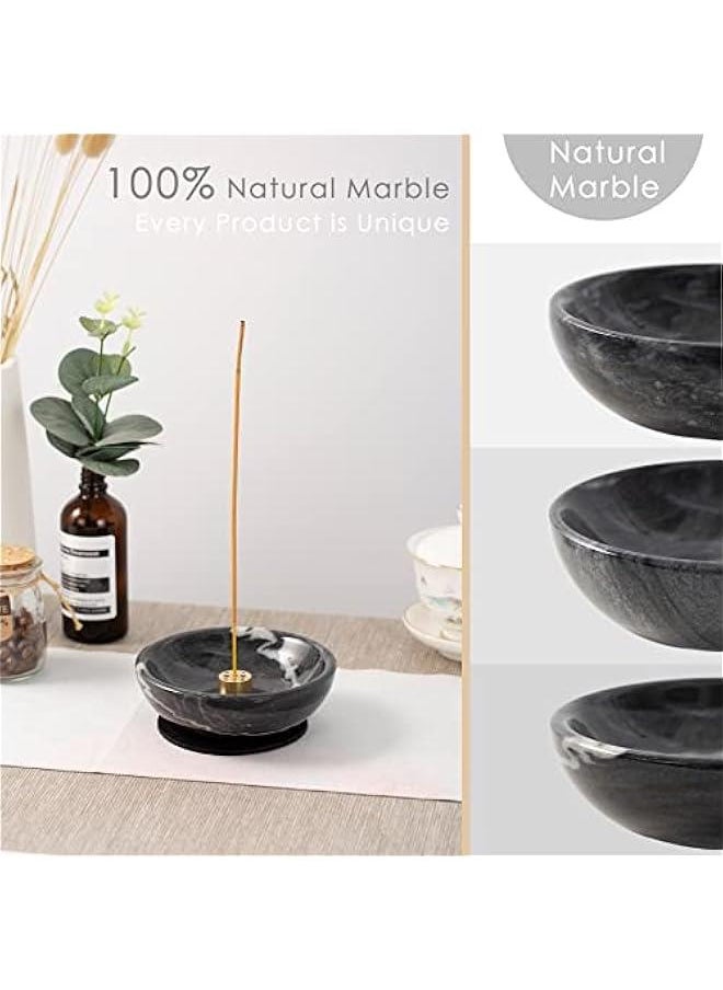 Incense Holder, Beautiful Natural Marble Incense Burner for Meditation, 9 Incense Holes Suitable for Most Incense Types (Black)