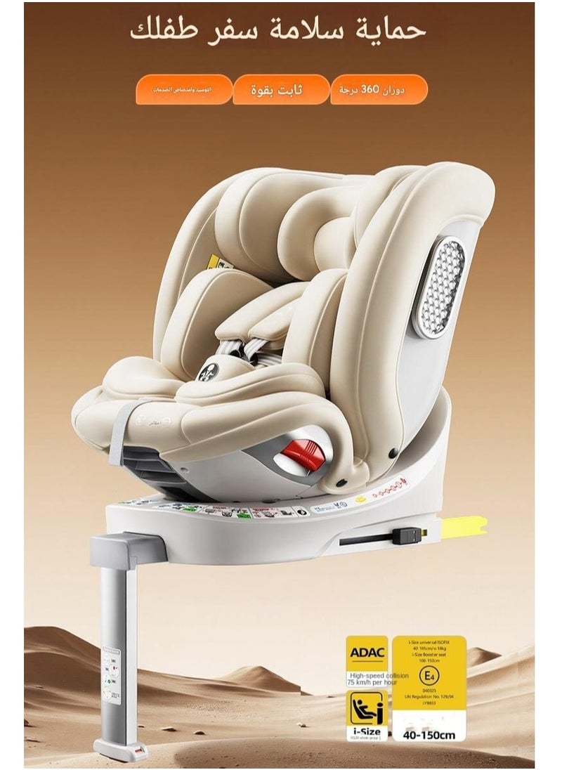 German DWARFOO Portable Car Seat for Babies & Children Aged 0 - 12, with 5 - Point Harness & Foldable Support Leg, Ideal for In - car Use-Black