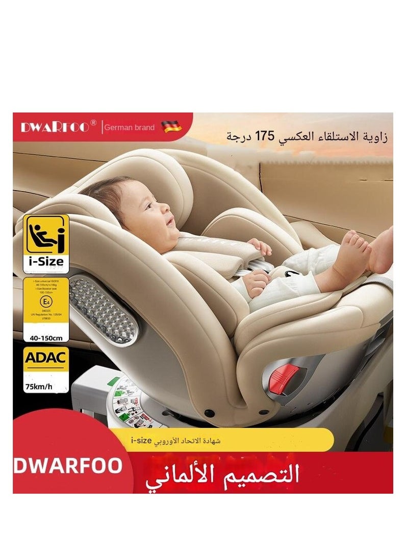 German DWARFOO Portable Car Seat for Babies & Children Aged 0 - 12, with 5 - Point Harness & Foldable Support Leg, Ideal for In - car Use-Black