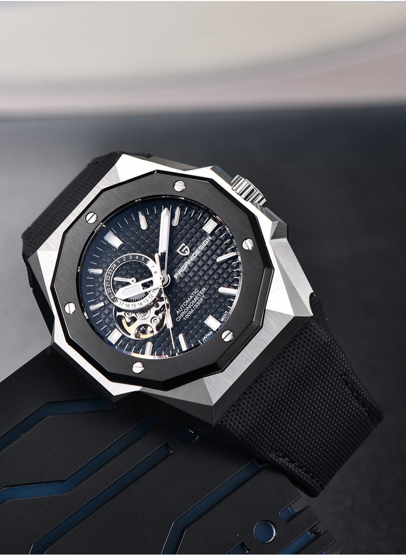 New Fashion Men's Automatic Mechanical Watches, 42MM Stainless Steel Frame With Synthetic Sapphire Watch Window And Luminous Hands, Leather Strap, Fashionable And Versatile, PD YS010