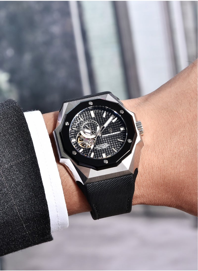 New Fashion Men's Automatic Mechanical Watches, 42MM Stainless Steel Frame With Synthetic Sapphire Watch Window And Luminous Hands, Leather Strap, Fashionable And Versatile, PD YS010