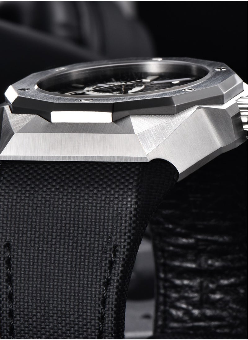 New Fashion Men's Automatic Mechanical Watches, 42MM Stainless Steel Frame With Synthetic Sapphire Watch Window And Luminous Hands, Leather Strap, Fashionable And Versatile, PD YS010