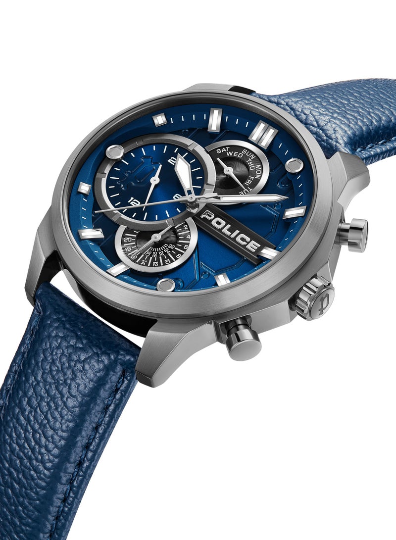 Men's Reactor Watch For Men With With Blue Leather Strap 44 Mm 5 Atm