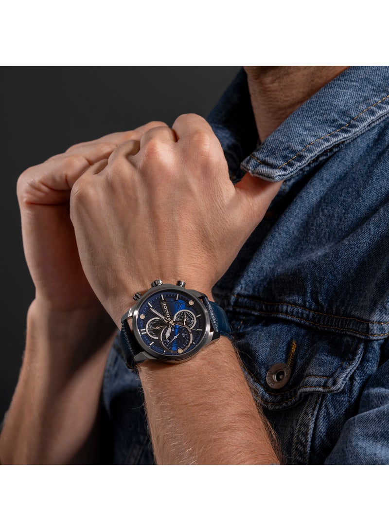 Men's Reactor Watch For Men With With Blue Leather Strap 44 Mm 5 Atm