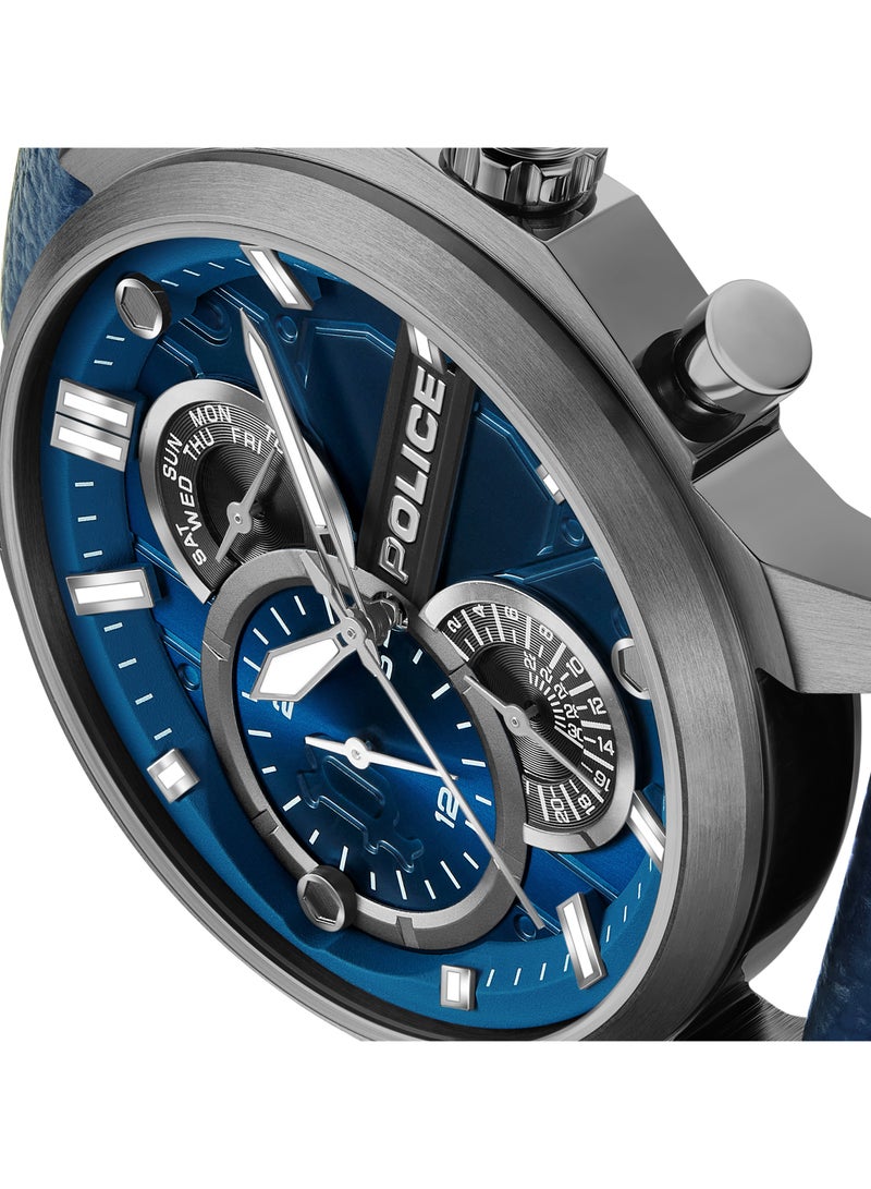 Men's Reactor Watch For Men With With Blue Leather Strap 44 Mm 5 Atm