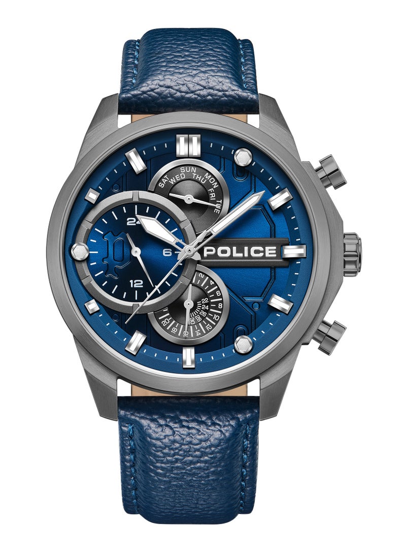 Men's Reactor Watch For Men With With Blue Leather Strap 44 Mm 5 Atm