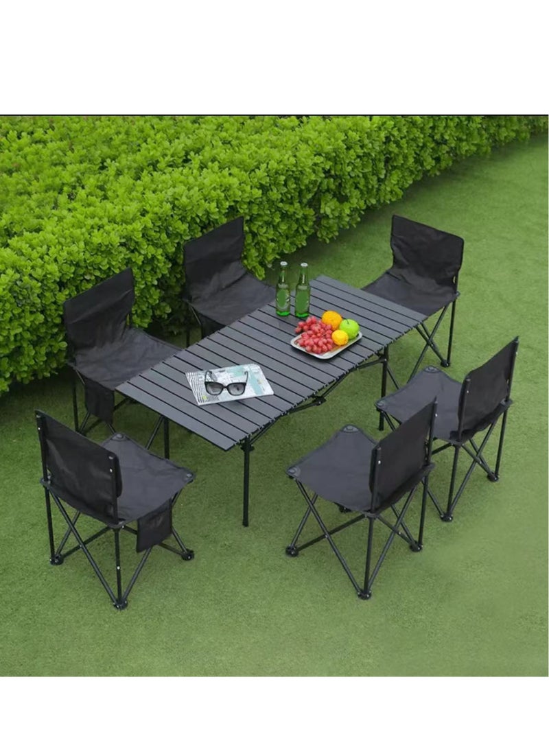 7PCS Camping Furniture Set,Portable Outdoor Folding Table and Chairs Set for Leisure Picnic, Multifunctional Foldable Travel Table and Chairs Set Camping Table For Outdoor BBQ,Cooking,Party, Beach