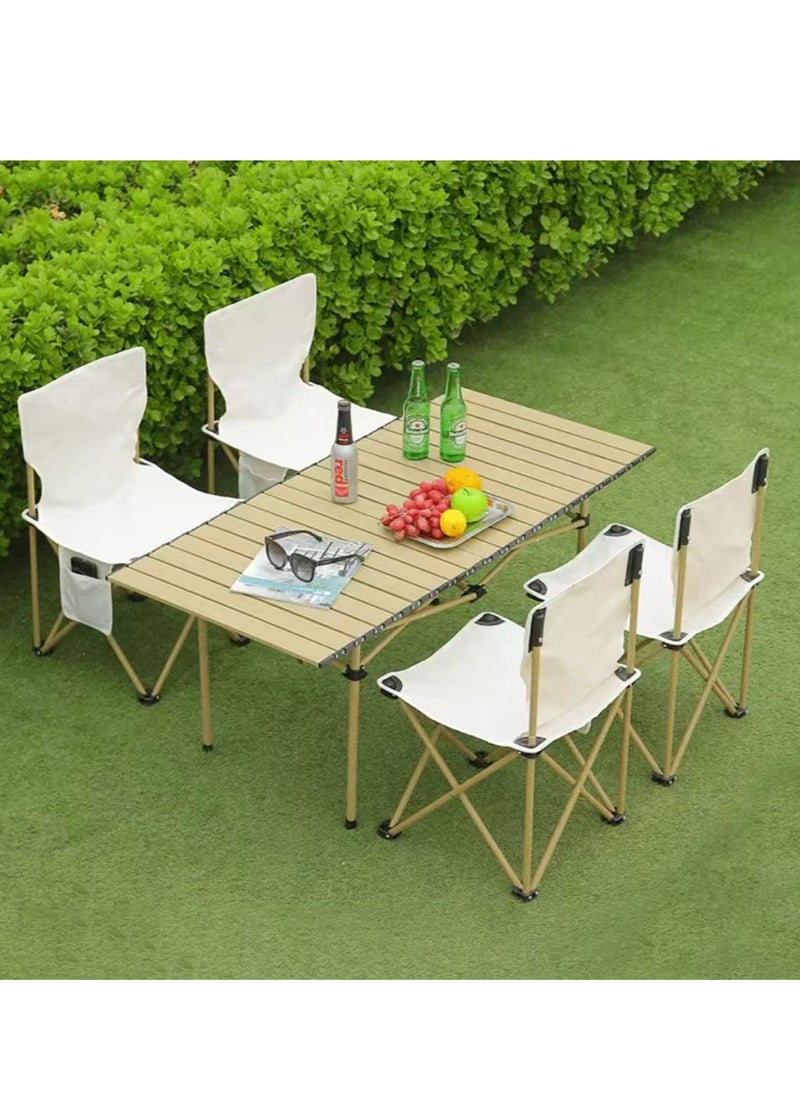 5PCS Portable Camping Chair and Table Set, Folding Camping Table Chair Set, Lightweight Backpacking Camping Chairs and Table Combo for Patio, Backyard, Garden, Poolside, Beach, Lawn, Porch