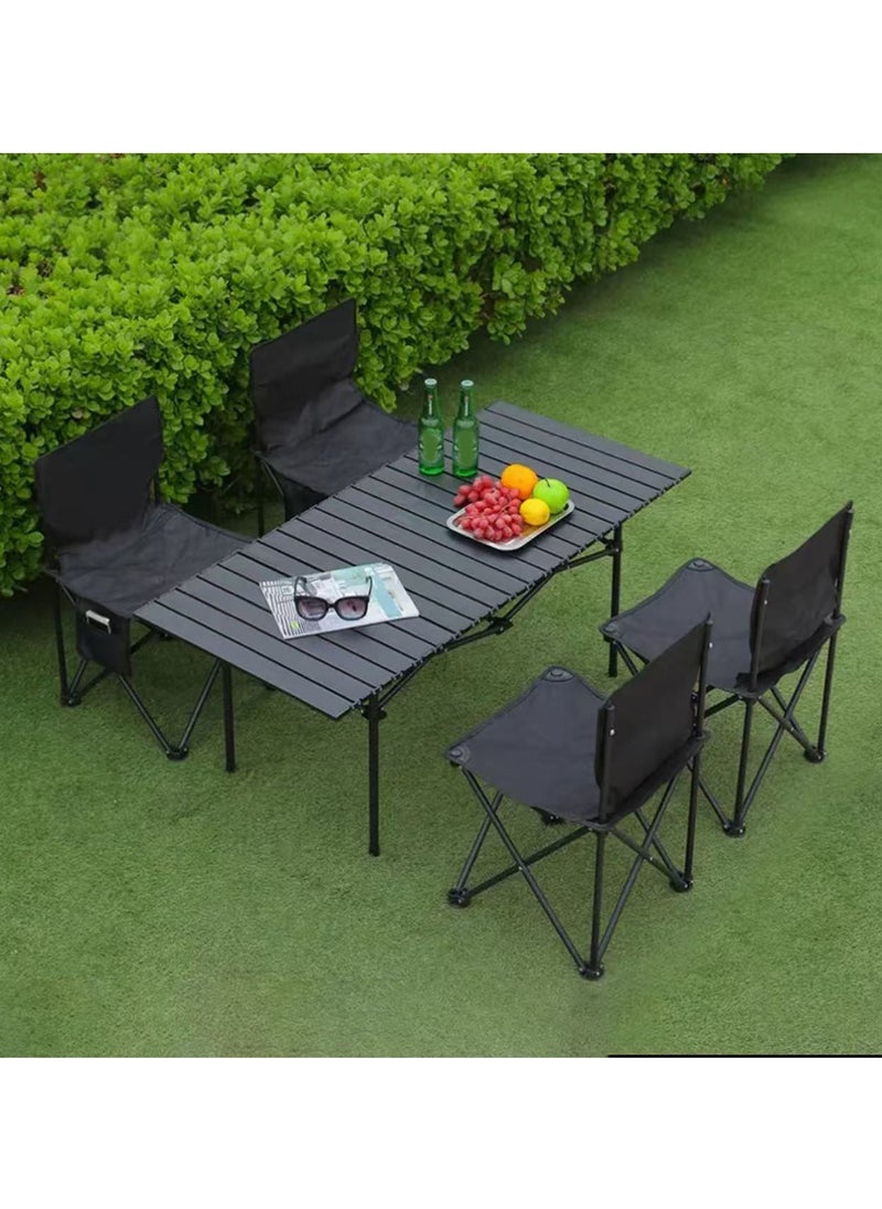 5PCS Camping Furniture Set,Portable Outdoor Folding Table and Chairs Set for Leisure Picnic, Multifunctional Foldable Travel Table and Chairs Set Camping Table For Outdoor BBQ,Cooking,Party, Beach