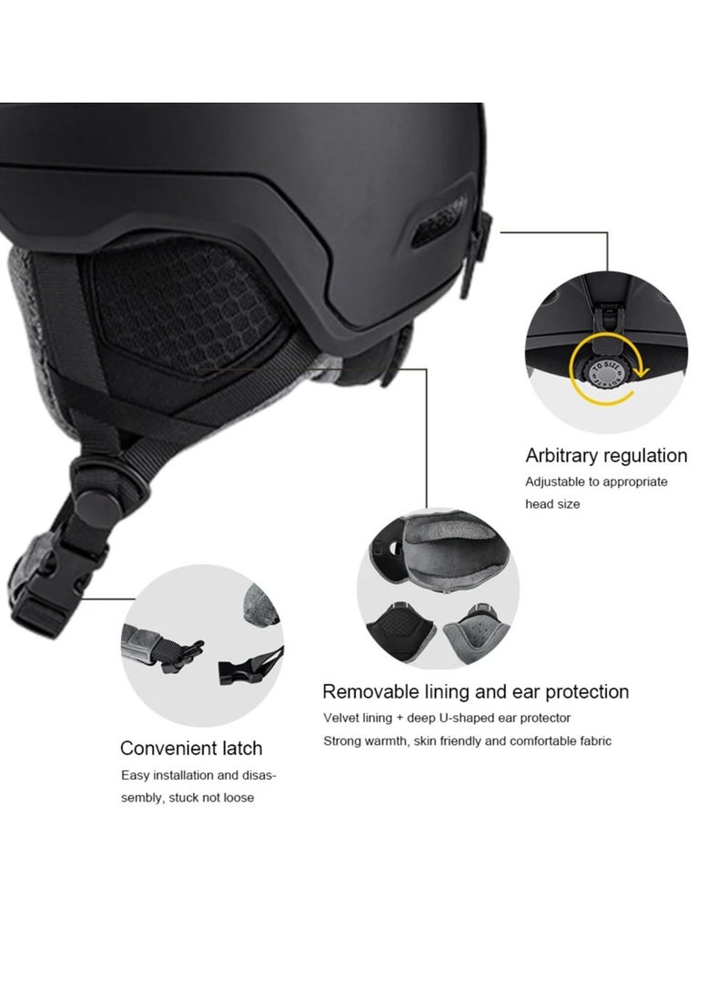 Outdoor Ski Helmet, EPS Foam Skateboard Helmet, Lightweight And Comfortable Snowboard Headgear, Shock Absorbing And Durable Head Protection Hat For Children And Adults, (1pc, Black)