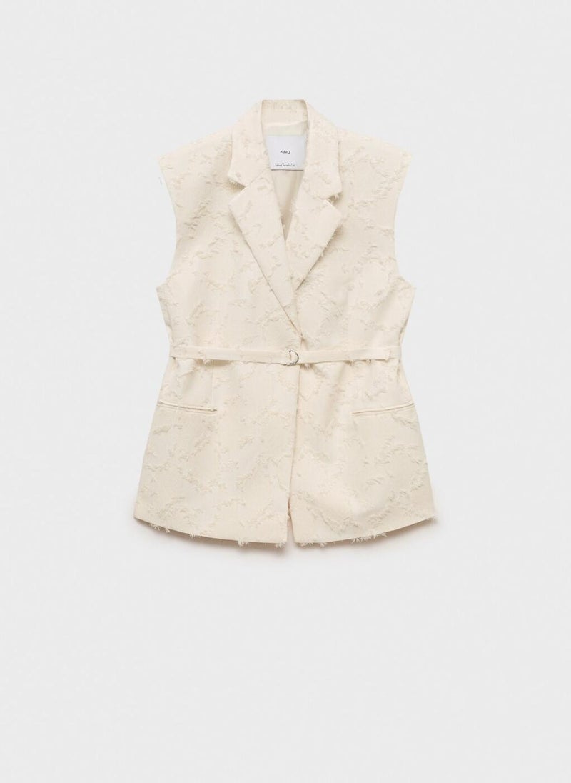 Textured Waistcoat With Belt