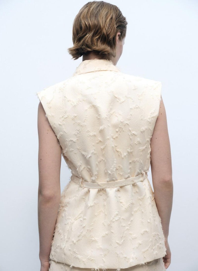 Textured Waistcoat With Belt