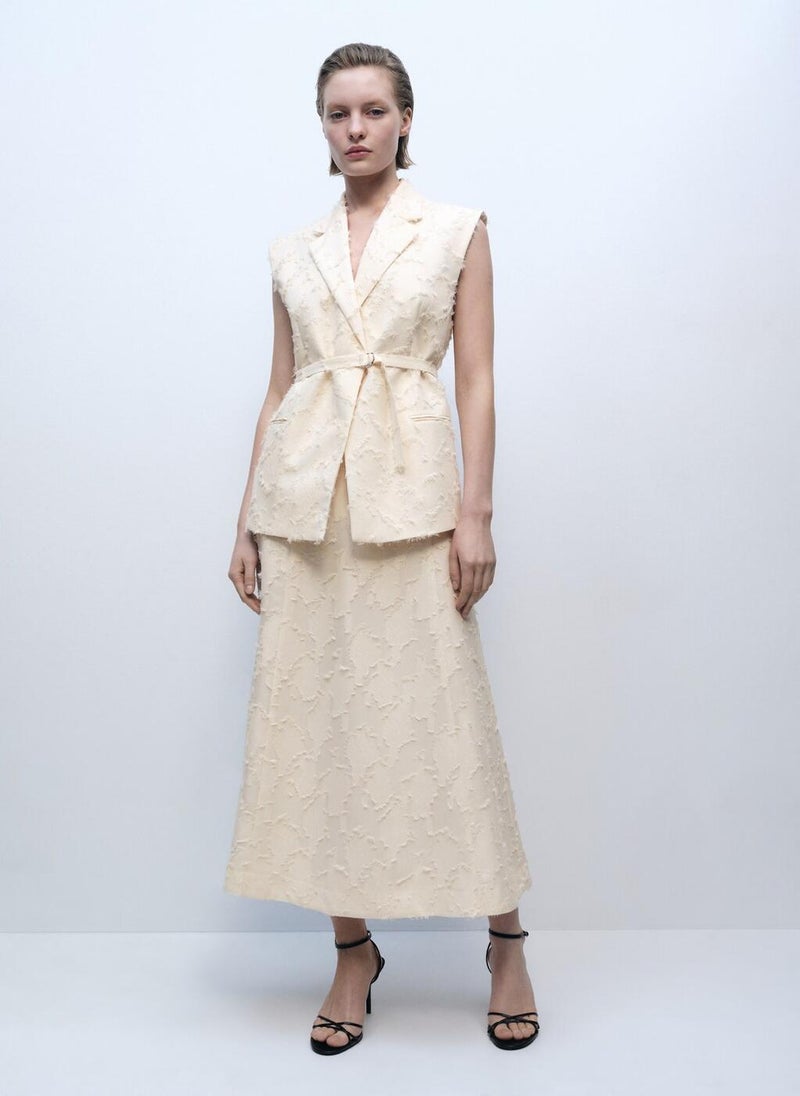 Textured Waistcoat With Belt