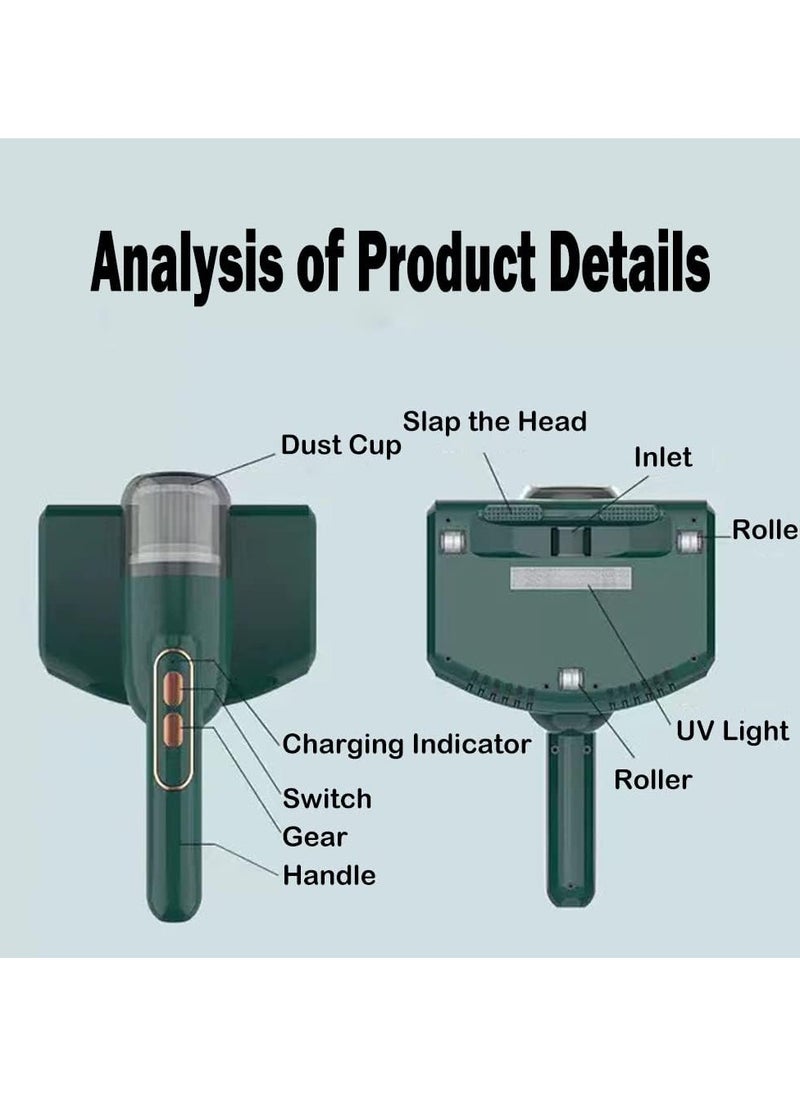 Bed Vacuum Cleaner,Handheld UV Mattress Vacuum Cleaner,Wireless Mite Remover Cleaning Machine,Bed Dust Vacuum Machine Effectively Clean Up Bed, Pillows, Cloth Sofas, and Carpets