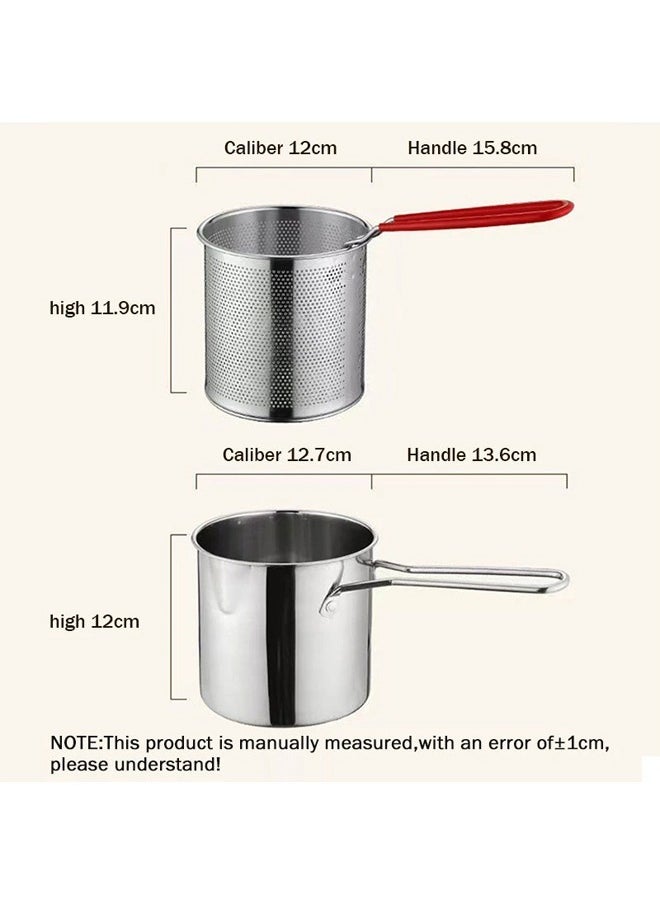 Stainless Steel Deep Frying Pot for Tempura and French Fries with Strainer Perfect for Chicken and Fried Foods