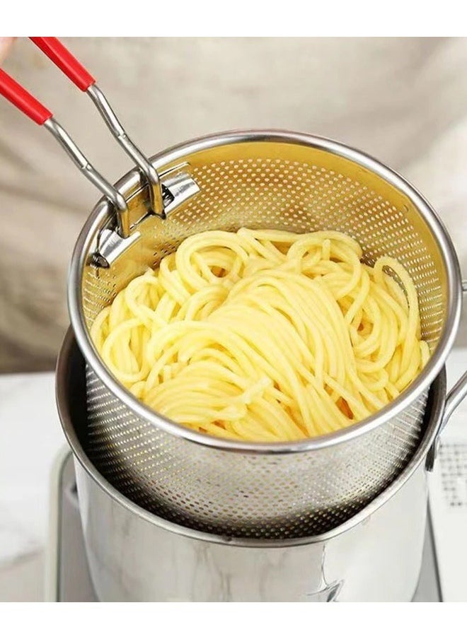 Stainless Steel Deep Frying Pot for Tempura and French Fries with Strainer Perfect for Chicken and Fried Foods