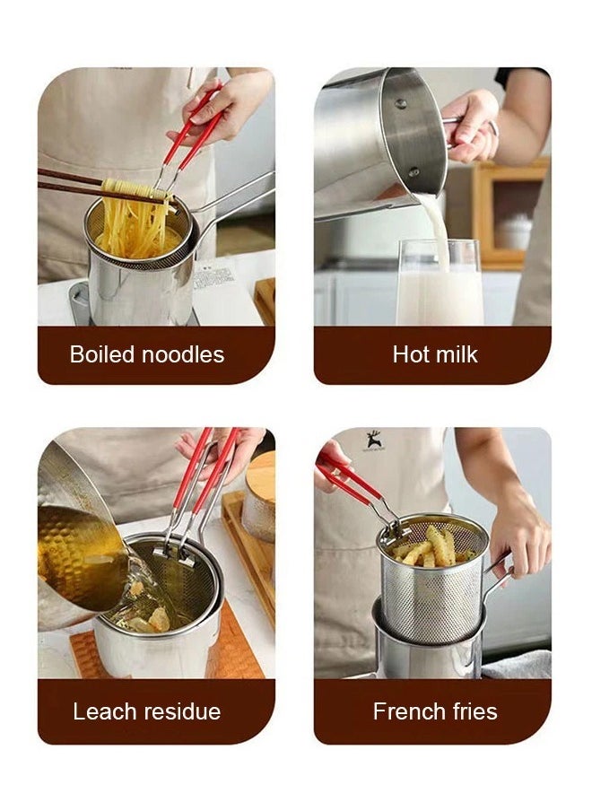 Stainless Steel Deep Frying Pot for Tempura and French Fries with Strainer Perfect for Chicken and Fried Foods