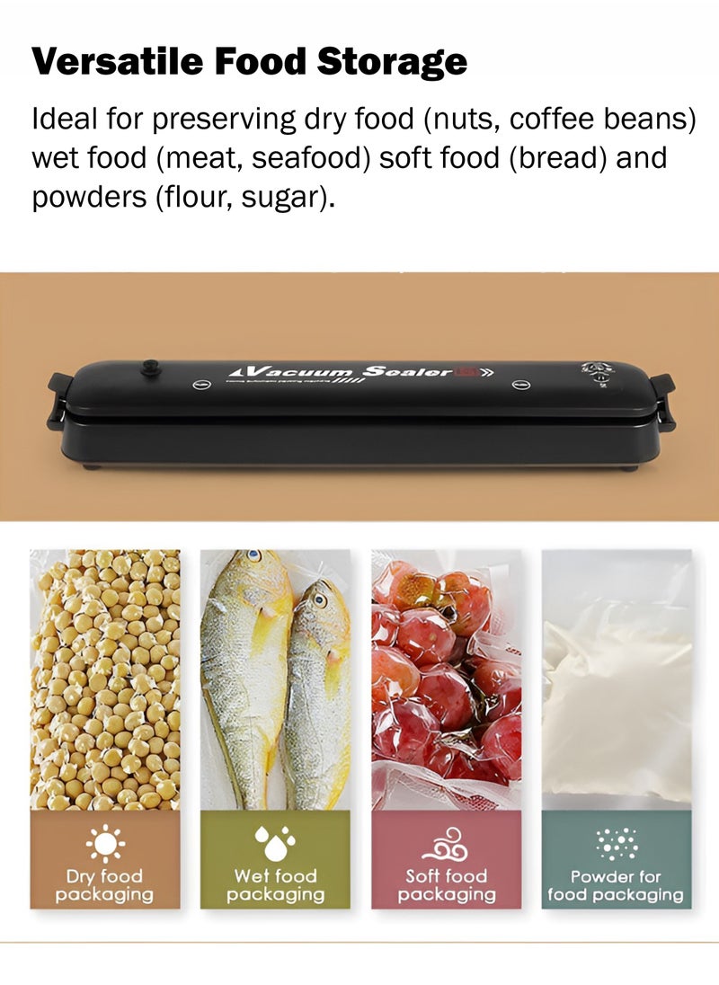 Automatic Vacuum Sealer Device Machine with Sealing Bag Two Mode Sealing Food Preservation Compact Size User Friendly Operation Large Suction Vacuum Seal for Dry and Wet Food Universal Sealer