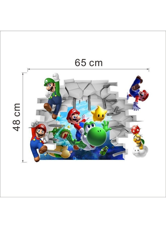 Removable Wall Sticker Multicolour 65 x 48cm, Wall Decals Children Cartoon Bedroom Background Wall Decoration Wall Decor for Boys Room Living Room