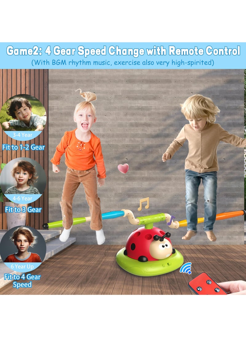 3-in-1 Musical Jump, Ring Toss Game & Stomp Rocket Launcher, Fun Sports Toy for Kids Boys & Girls 3-5, Remote Control Outdoor Toy, Indoor & Outdoor Play for Ages 4-8