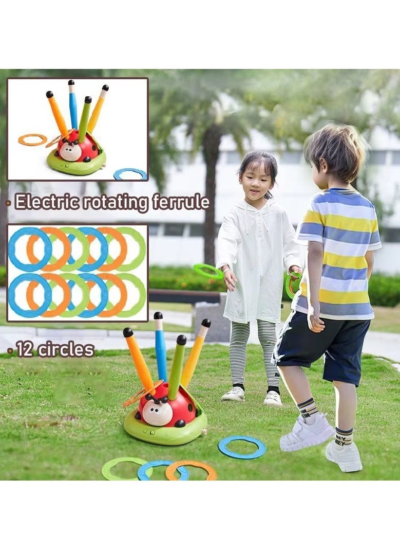 3-in-1 Musical Jump, Ring Toss Game & Stomp Rocket Launcher, Fun Sports Toy for Kids Boys & Girls 3-5, Remote Control Outdoor Toy, Indoor & Outdoor Play for Ages 4-8