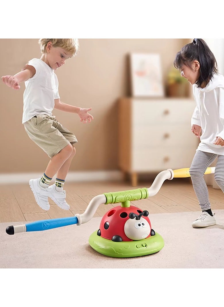 3-in-1 Musical Jump, Ring Toss Game & Stomp Rocket Launcher, Fun Sports Toy for Kids Boys & Girls 3-5, Remote Control Outdoor Toy, Indoor & Outdoor Play for Ages 4-8